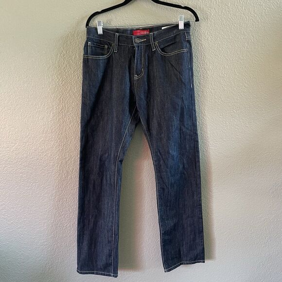 Guess Jeans Men 30x30 Blue Slim Straight Del Mar Fit Dark Wash Denim